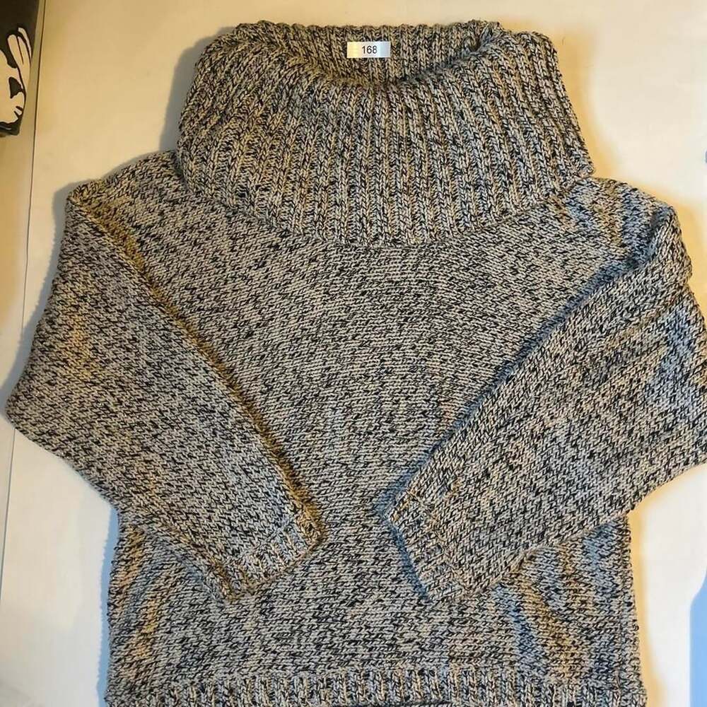 INC International Concepts Turtleneck Sweater Size M Grey Black Glitter